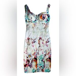 Bebe Floral Dress with Pink and Purple Accents